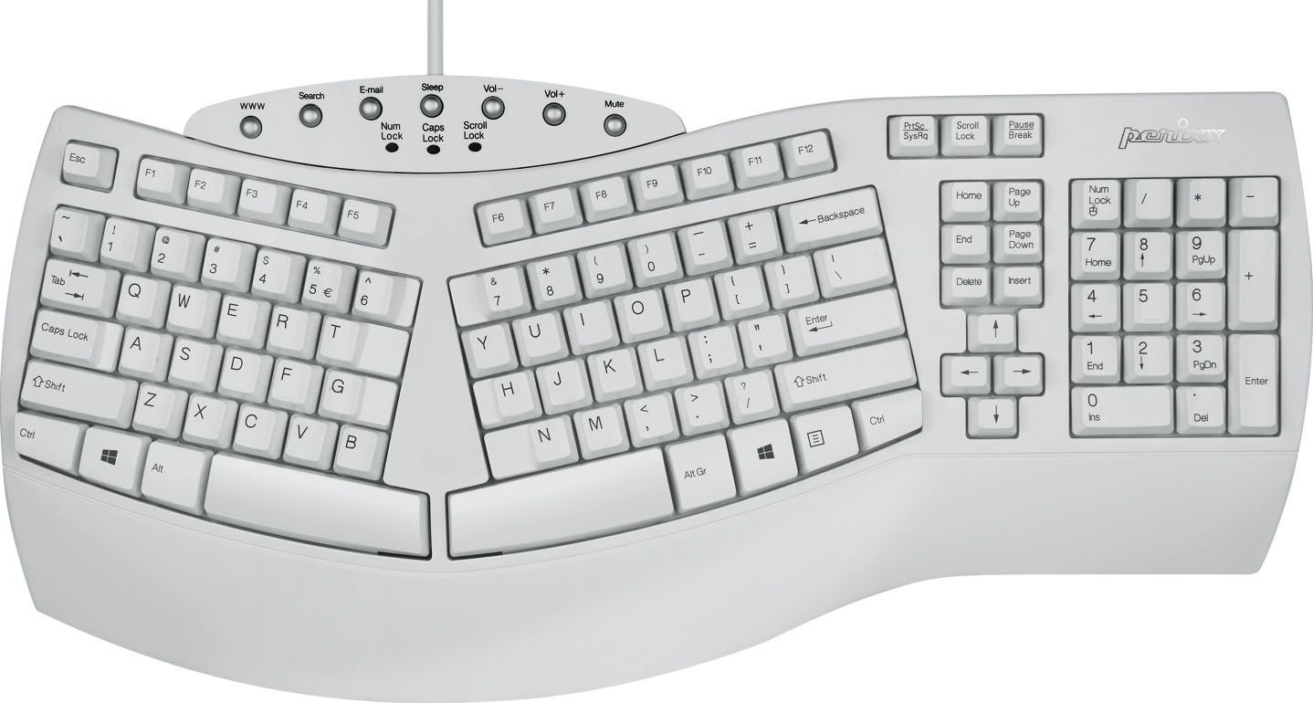 Tastatura Perixx 11528, cu cablu, alb, US layout