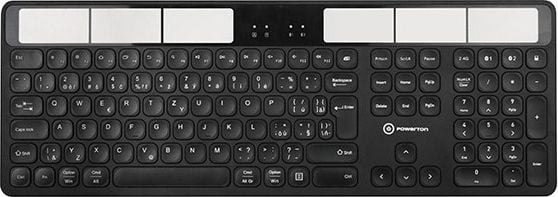 Tastatura Powerton WPKBSS-B, Solar Slim, wireless, negru, US layout