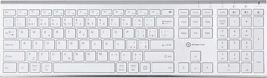Tastatura Powerton WPKBUS-S, UltraSlim, wireless, alb, CZ+SK layout