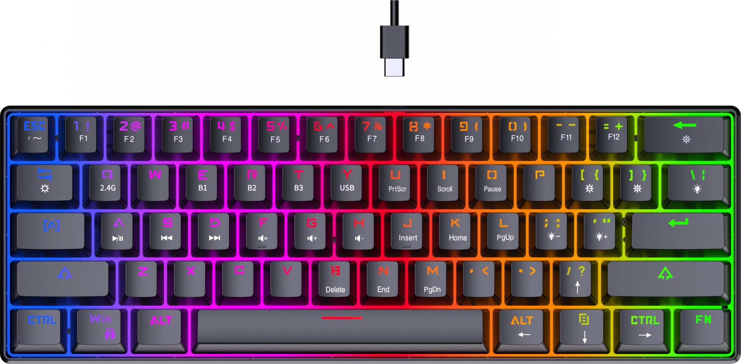 Tastaturi gaming - Tastatura PREYON Brown All Claw Gateron Brown PBAC61B, Hot Swap, RGB, mecanica, Negru