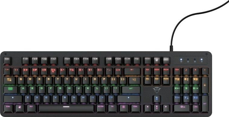 Tastatura Trust 24200, GXT 863 MAZZ, cu cablu, Outemu Red, iluminata RGB, mecanica, negru, US layout