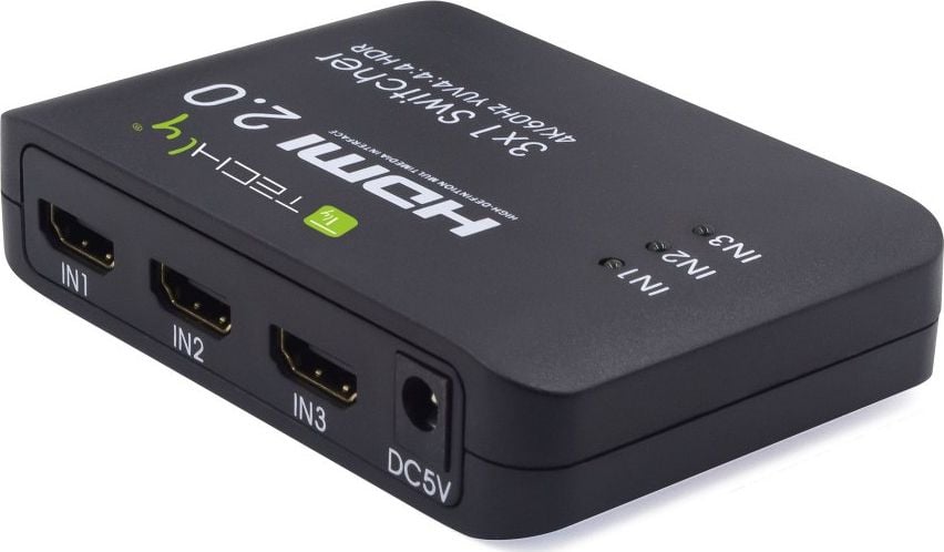 Techly TECHLY 108620 Techly HDMI 2.0 3x1 3x1 4K@60Hz HDR Switch cu telecomandă IR