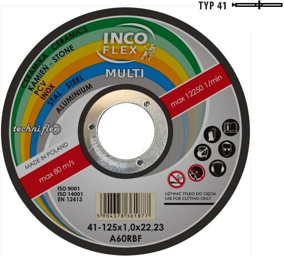 VERSATILĂ DISC INCOFLEX metal / PVC / BETON 125 x 1.6mm MULTI IFM415-125-1.6-22A46