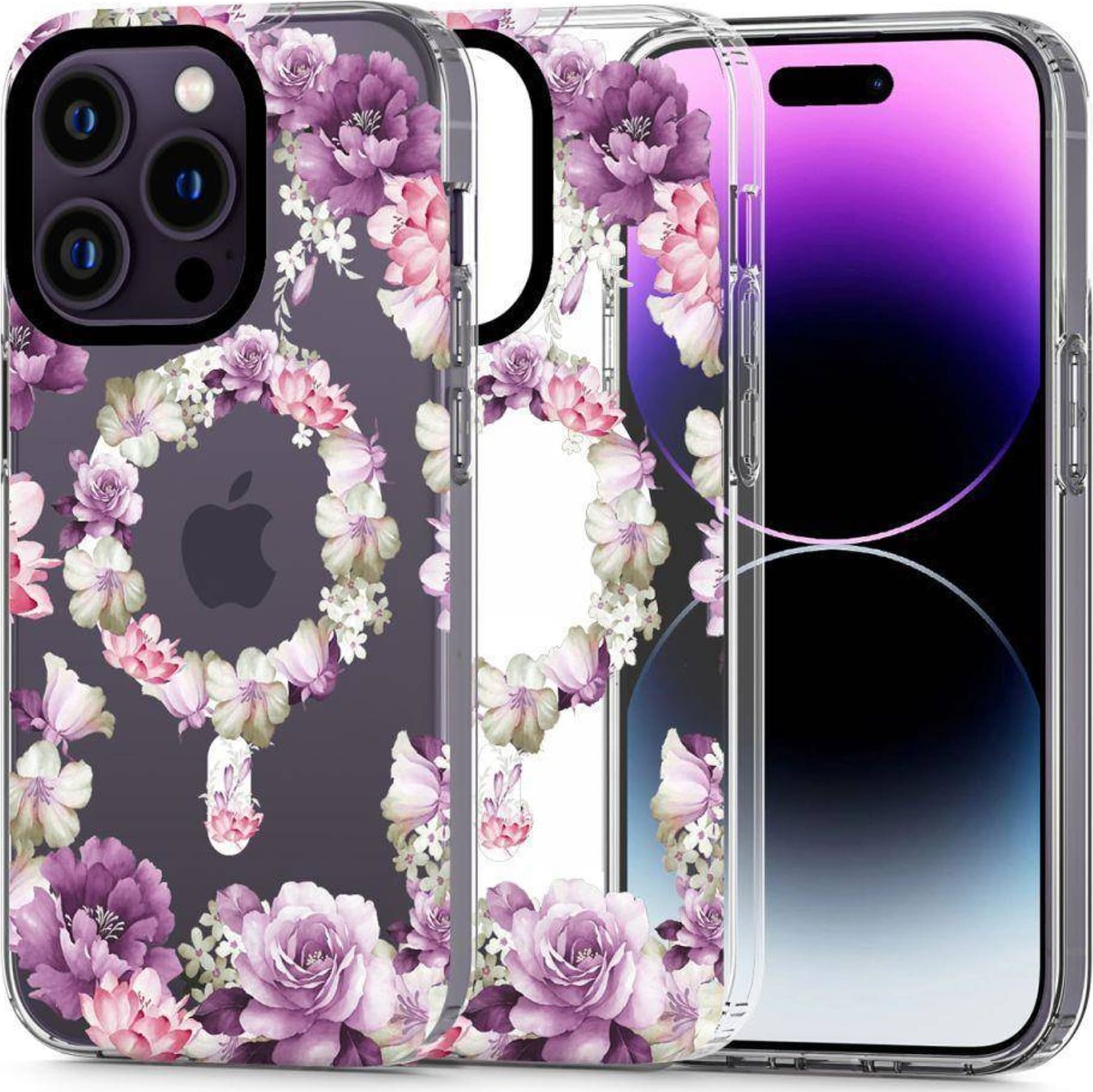 Tech-Protect Etui IPHONE 14 PRO MAX Tech-Protect MagMood MagSafe Rose Floral transparentne