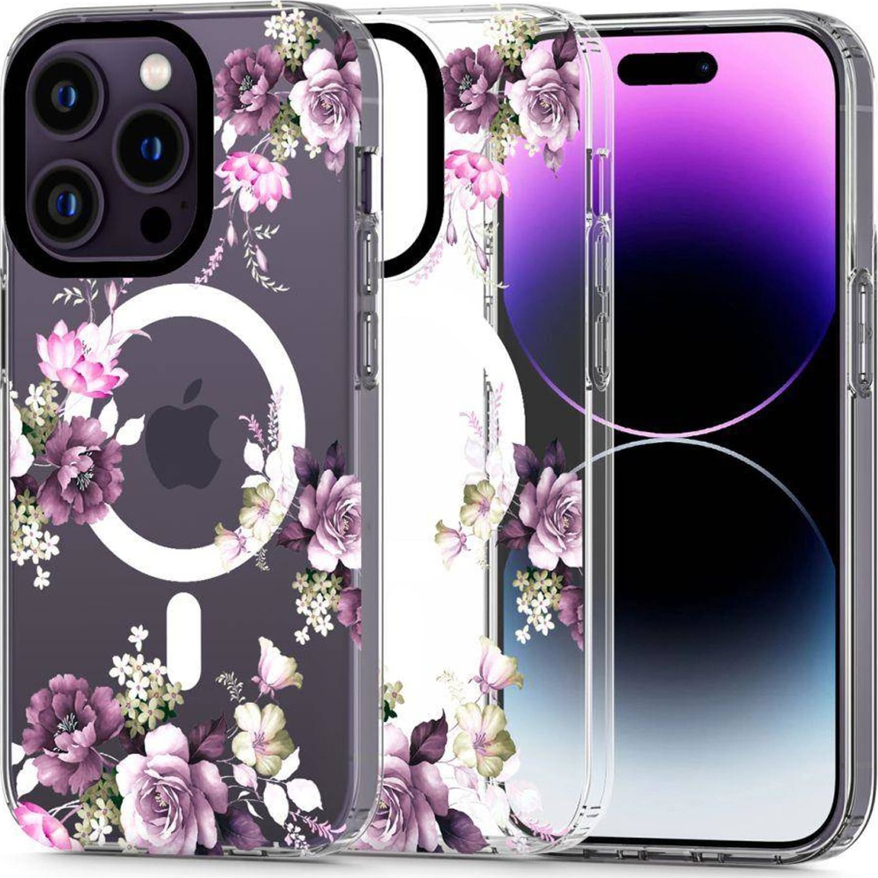 Tech-Protect Etui IPHONE 14 PRO MAX Tech-Protect MagMood MagSafe Spring Floral transparentne