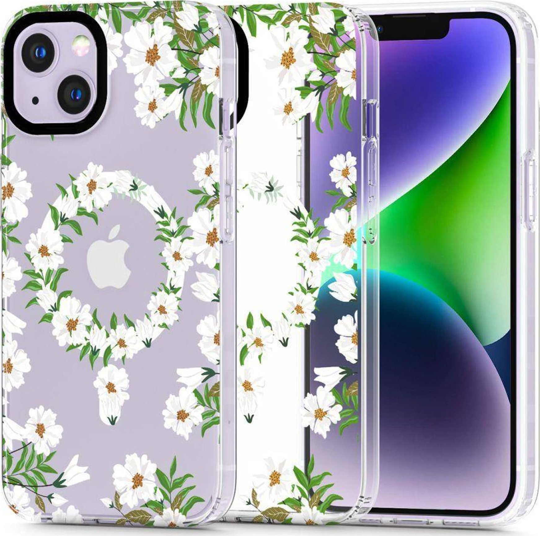 Tech-Protect Etui IPHONE 14 Tech-Protect MagMood MagSafe White Daisy transparentne