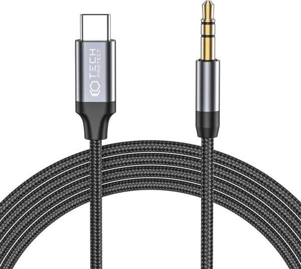 Tech-Protect USB-C - cablu mini mufă 3,5 mm 1 m negru (THP1582)