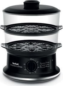 Aparat de gatit cu aburi Tefal VC1401, 900W, Timer, oprire automata, depozitare compacta, grile detasabile, Negru