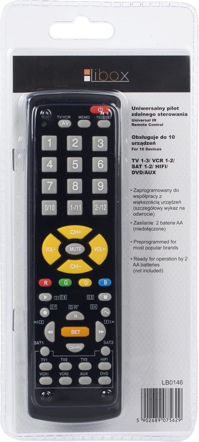 Telecomenzi - Telecomanda universala LIBOX LB0146, 10in1, (TV 1-3 / VCR 1-2 / SAT 1-2 / HIFI / DVD / AUX)
