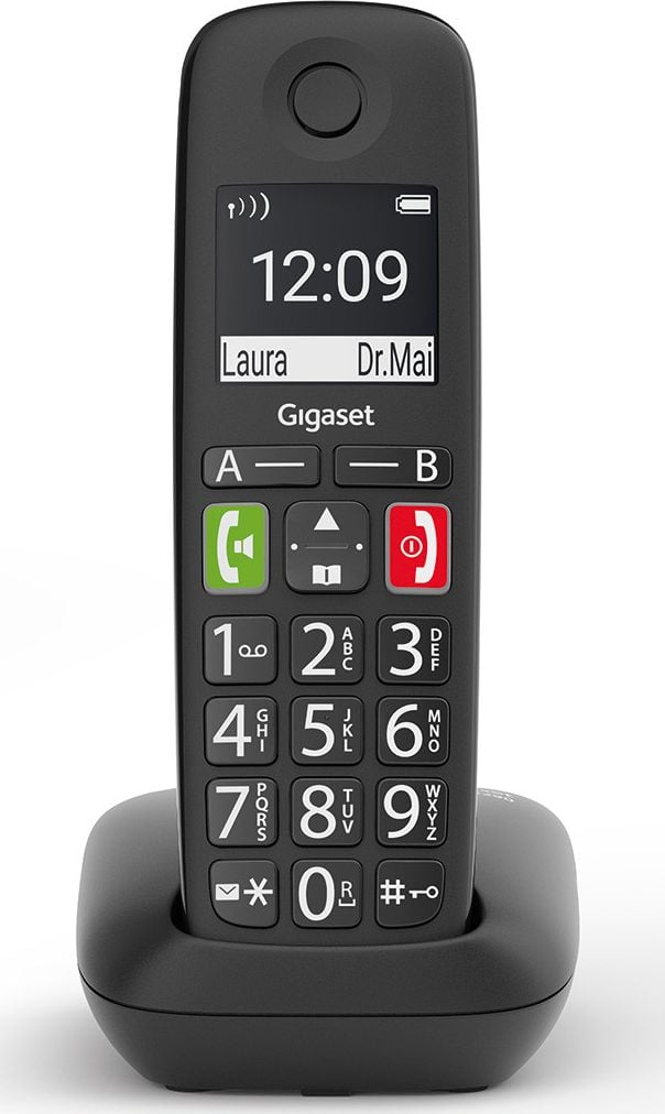 Telefon DECT fara fir Gigaset E290,52 x 173 x 28, 122 g, Negru