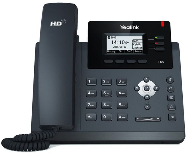 Telefon IP Yealink SIP-T40G, PoE, 3 linii VoIP, HD (OPUS, G.722), afisaj grafic LCD 2.3 `, fara PSU