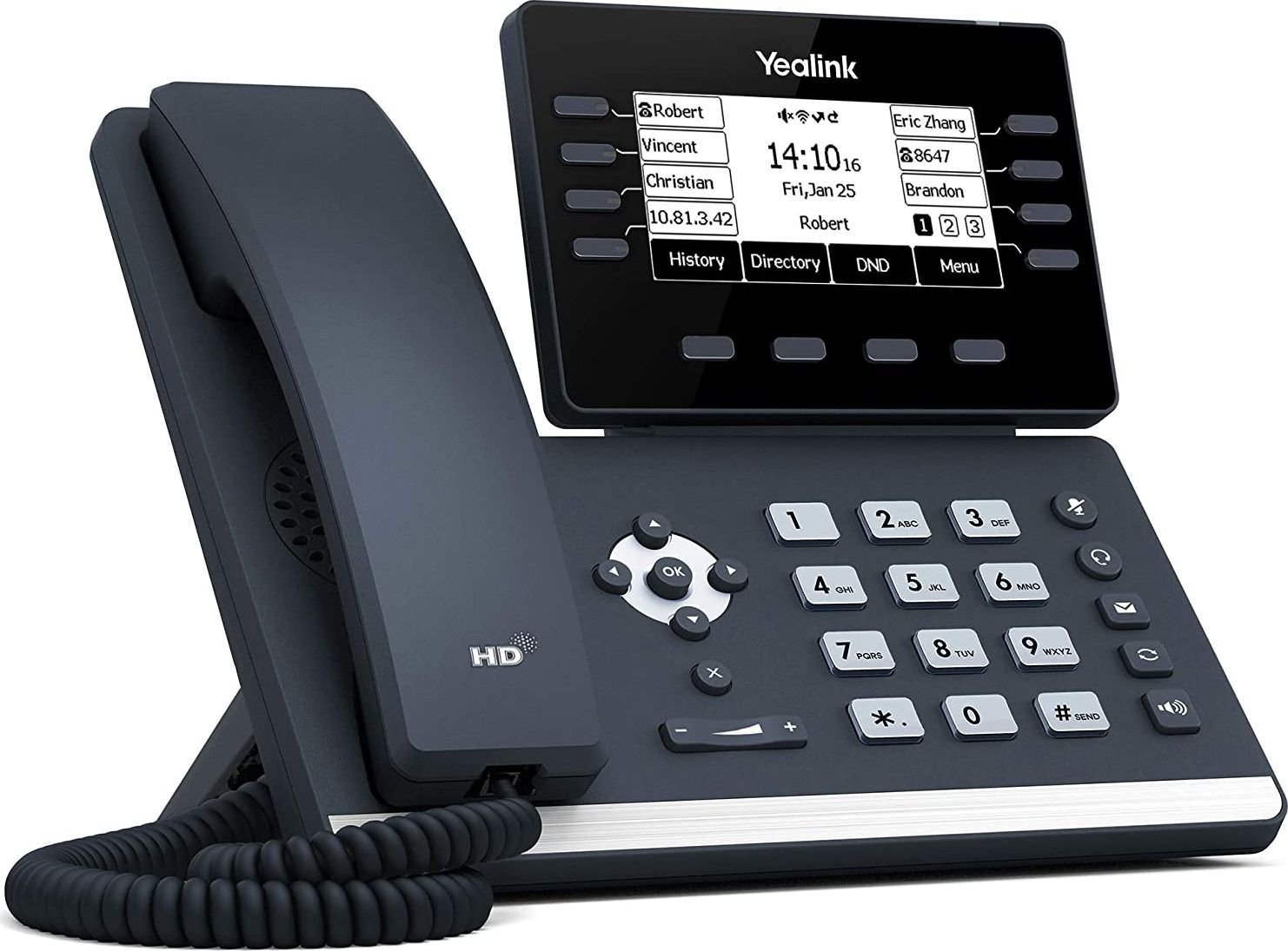 Telefon IP Yealink SIP-T53, Afișaj grafic de 3,7 inch, USB 2.0, Dual-Port Gigabit Ethernet, Negru