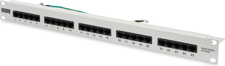 Telefon ISDN patch panel 19 „x 25 RJ45 U / UTP cat.3 1U gri (DN-91325-1)