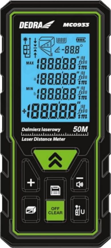 Telemetru laser masurat distante ,50m, IP54, Dedra