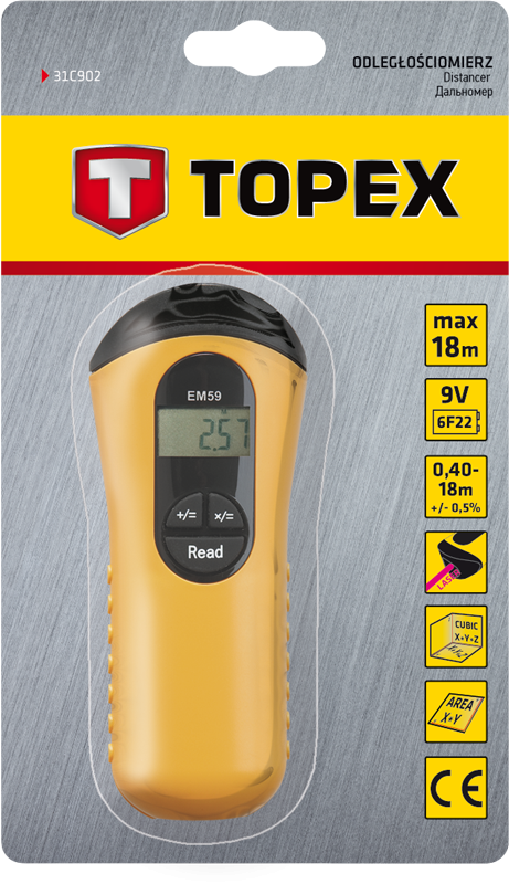 Telemetru, TOPEX, 31C902, Precizie ±0,05 mm, Deschidere 0.4-18 m