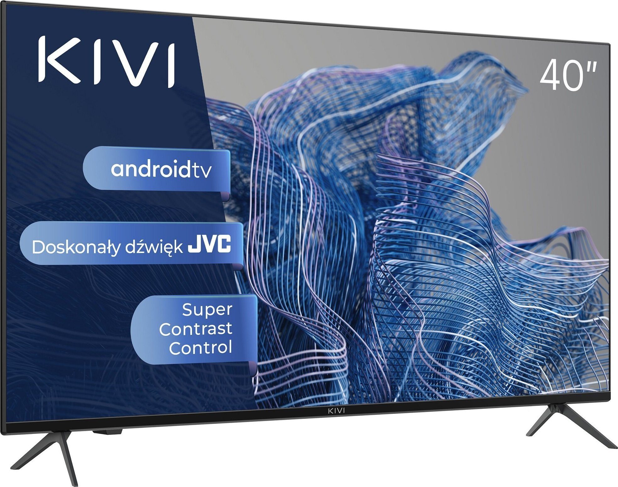 Telewizor Kivi 40', FHD, Google Android TV, Black, 1920x1080, 60 Hz, Sound by JVC, 2x8W, 41 kWh/1000h , BT5, HDMI ports 3, 24 months