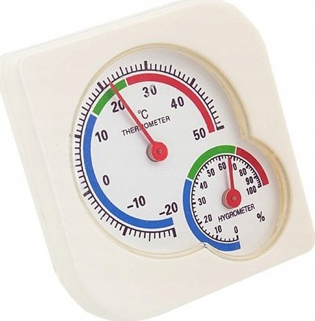 Termometre - TERMOMETRU ANALOG HIGROMETR UMIDITATE CAMERA,alb,75 x 75 mm