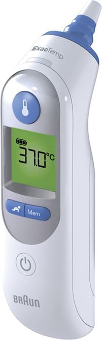 Termometre - Termometru Braun ThermoScan 7 IRT 6520, pentru copii cu infrarosu, digital, pentru ureche, capac protectie, Alb