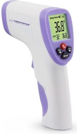 Termometre - Termometru digital non contact Esperanza, infrarosu, pentru corp si suprafete, ecran LCD, Alb