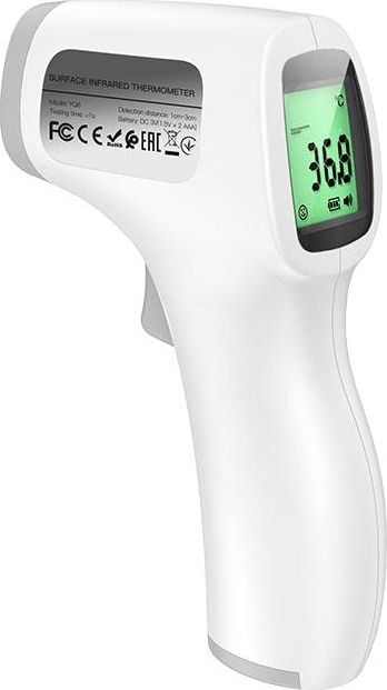 Termometru non-contact cu infrarosu pentru corp si suprafete, 1 secundă,frunte, ureche, electronic, 2 x AAA