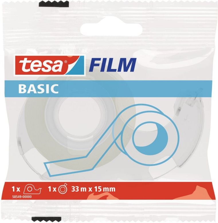 Taśma biurowa tesafilm® BASIC 33m x 15mm + dyspenser (58549-00000-00)