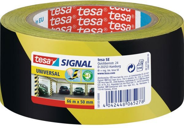 semnal Band, 66 m x 50 mm, galben / negru (11608B)