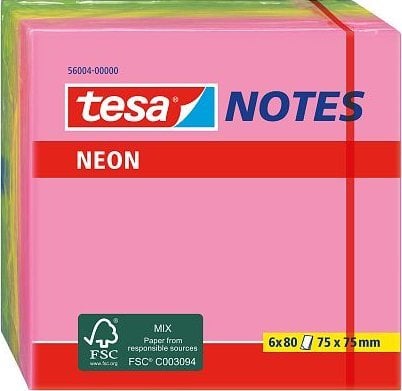 tesa tesa Notebook Neon 6 x 80 Blatt pink/gelb/grun 75 x 75mm