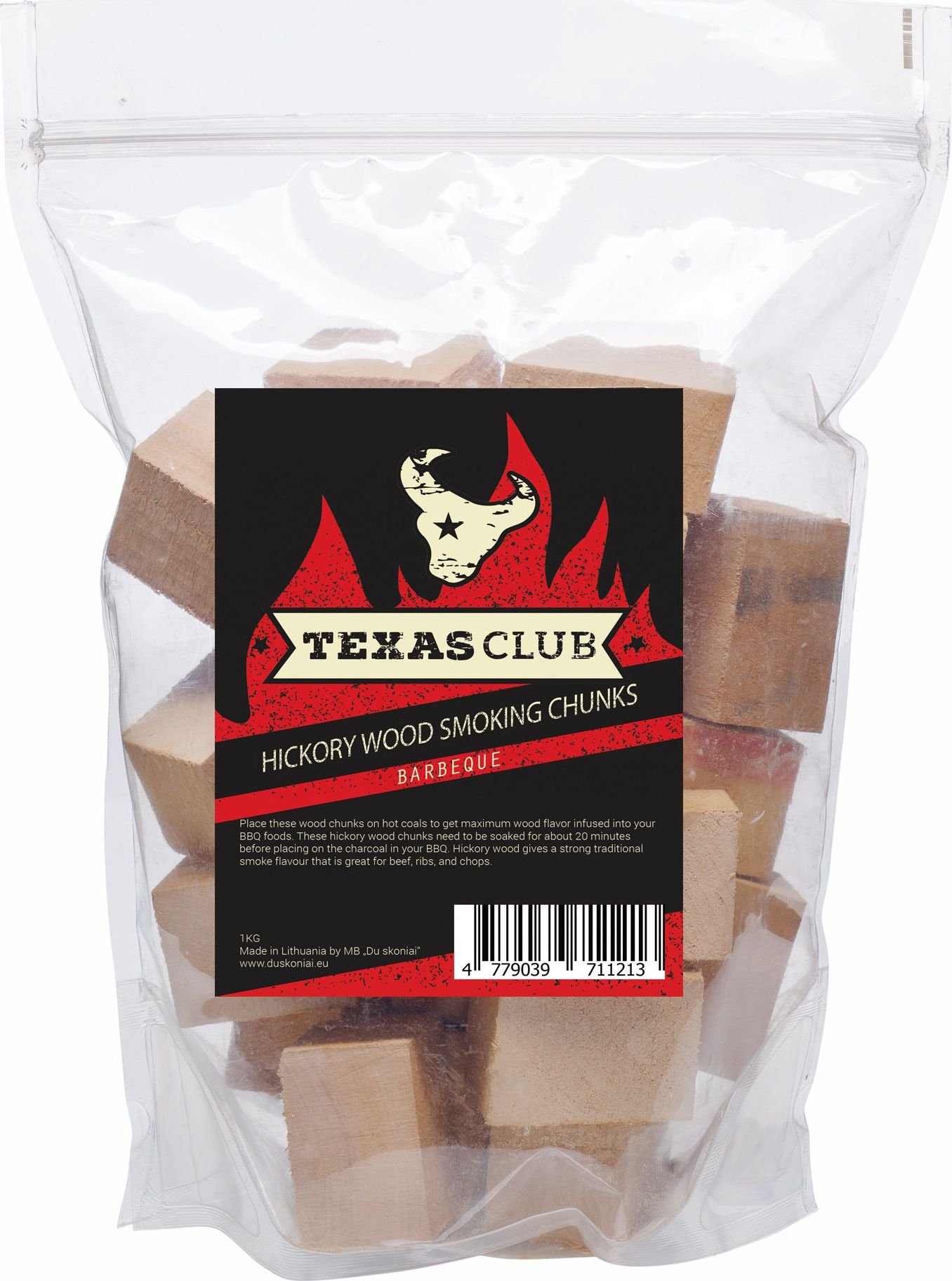 Texas Club Hickory (karijos) medžio rūkymo kaladėlės Texas Club 1kg