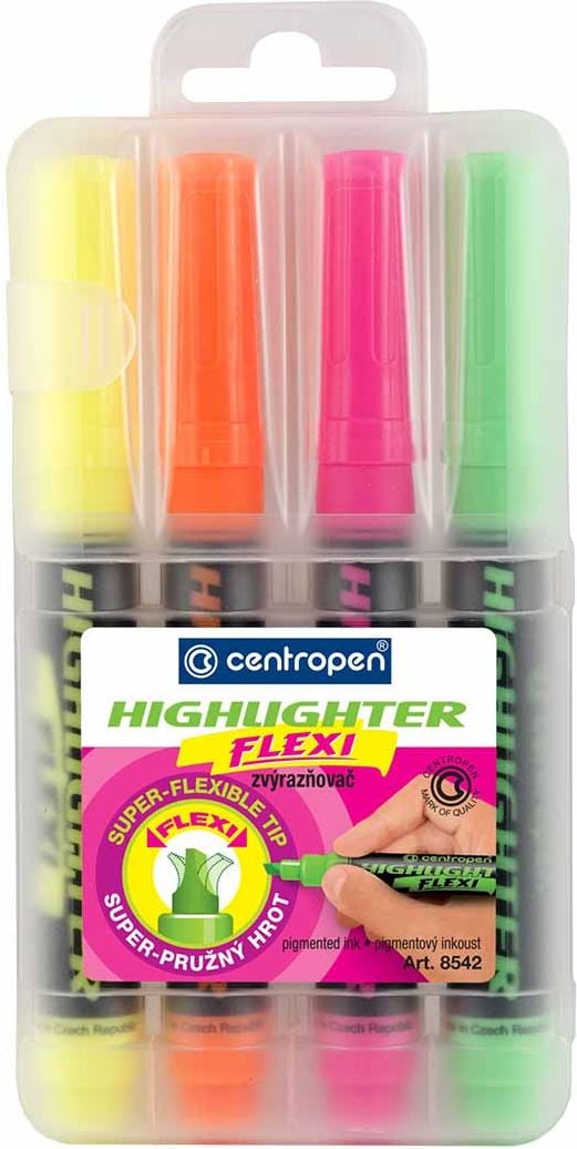 Textmarker Centropen 8542 MIX COLOR 4 buc HIGHLIGHT FLEXI SOFT TIP 4 buc