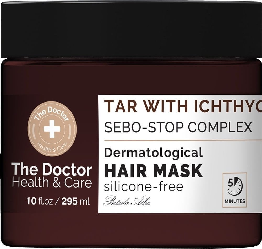 THE DOCTOR_Sănătate & Mască de îngrijire anti-gras pentru păr Gudron + Ihtiol + Complex Sebo-Stop 295ml