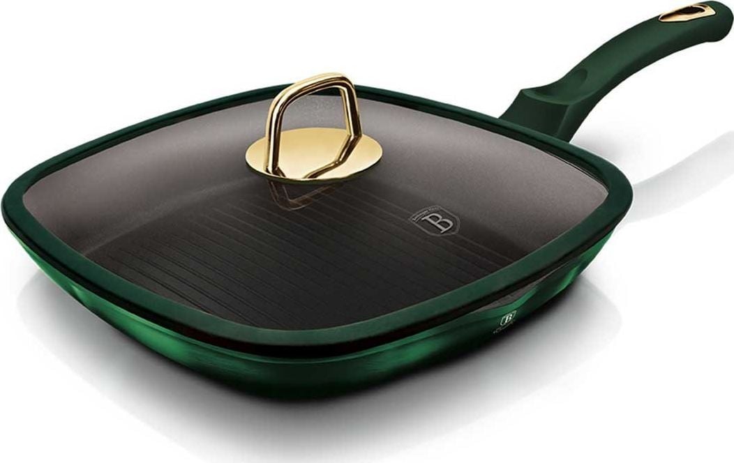 Tigai - Tigaie grill cu capac Berlinger Haus Emerald, aluminiu forjat, cu inductie