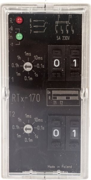 Timing releu 2P 5A 0,001sek-99h 220-230V AC / DC cycler (start activare întârziată), RTX-170 220/230