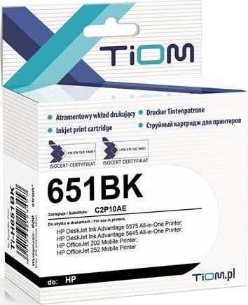 Tiom Ink Cerneală Thiom pentru HP 651BK | C2P10AE | 22 ml | negru