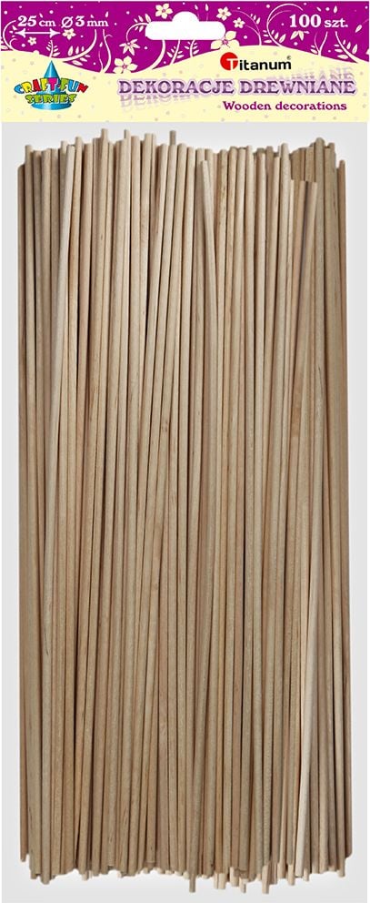 Titan Bastoane decorative din lemn cazma 25cm. diametru 3mm 100 buc. culoarea lemnului (EB105)