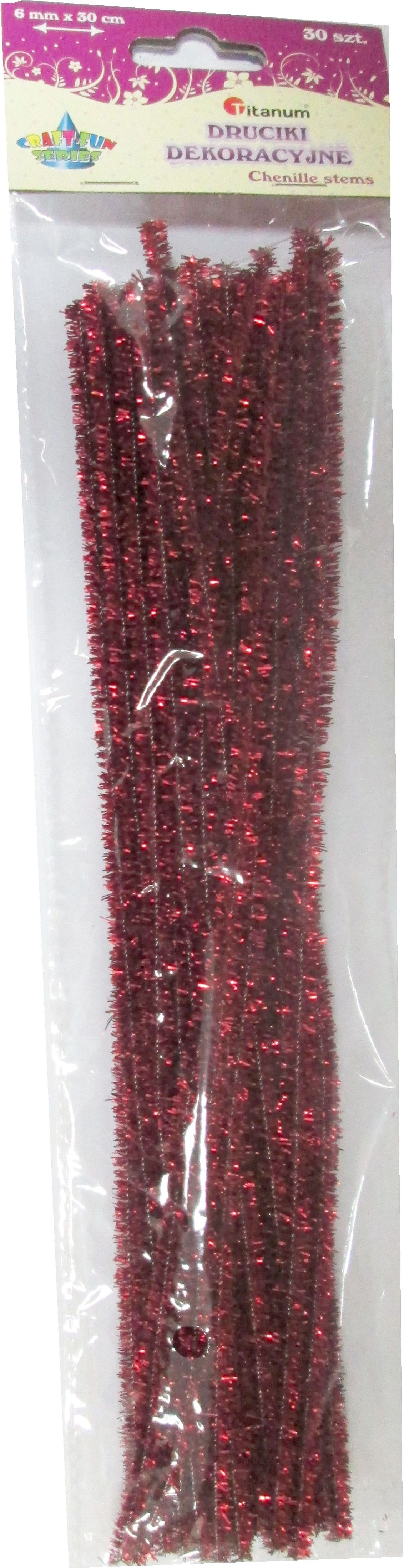 Sârmă Titan Glitter roz 6 mm x 30 cm. 30 bucăți. 338633.