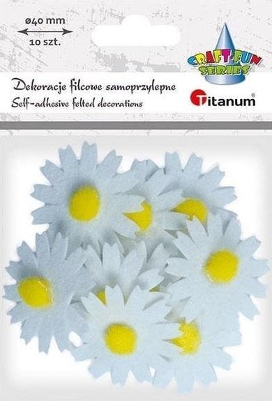 Decoratiuni din fetru titan 3D flori albe 10 buc