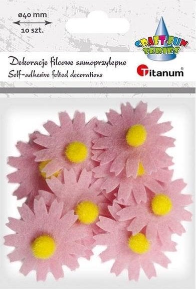 Titanum Filcowe dekoracje 3D kwiaty jasnoróżowe 10szt