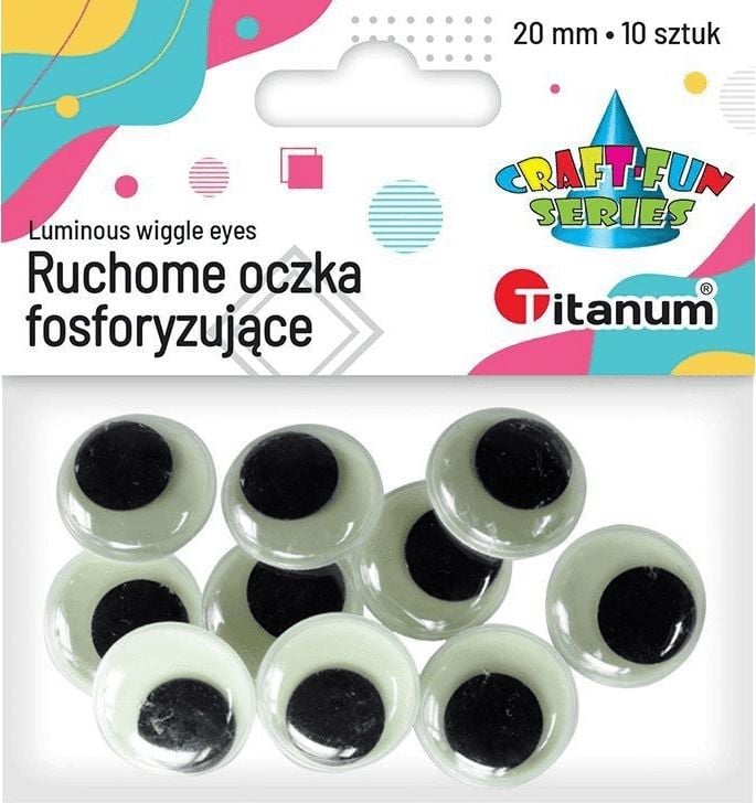 Titanum Oczy Fosforyzujące bez rzęs 20mm 10szt