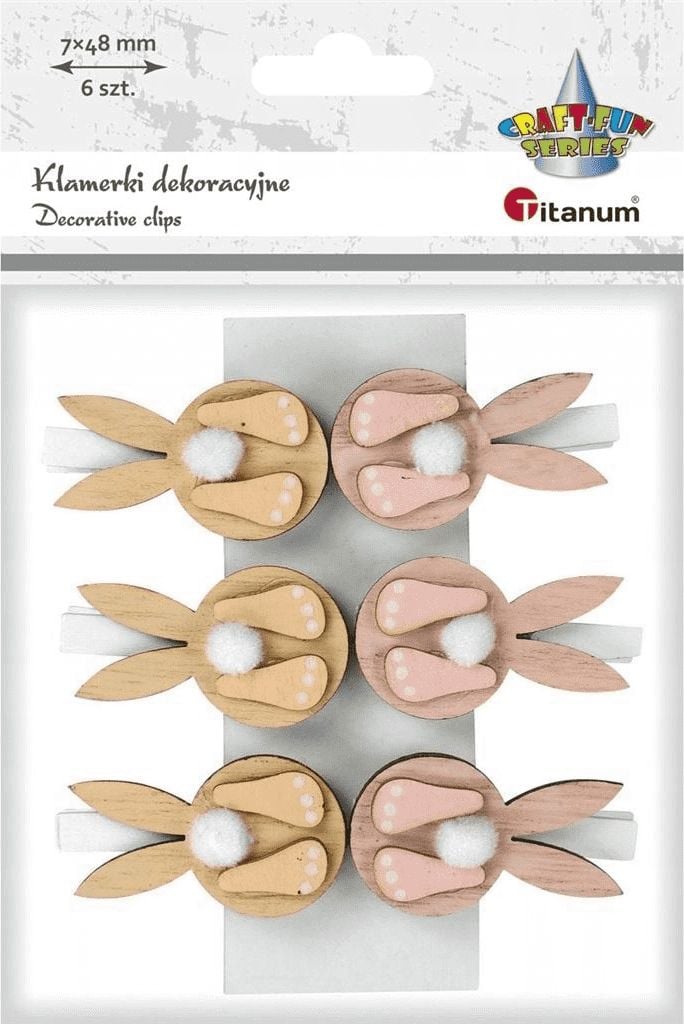 Titan Decor Lemn Clips iepurași 6 buc