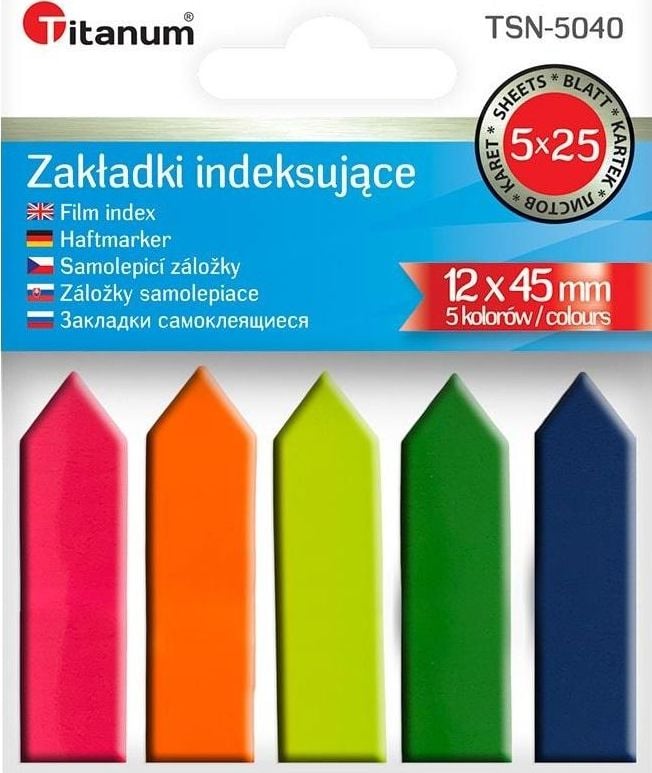 Lamele de indexare Titan Fluo 12x45mm 5x25 coli