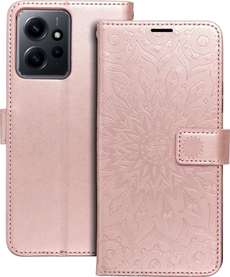 Toc de carte OEM MEZZO pentru XIAOMI Redmi NOTE 12 4G mandala rose gold