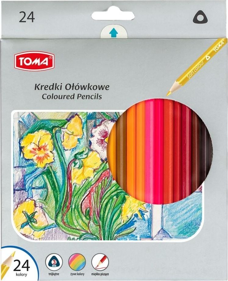 Toma Creioane colorate triunghiulare 24 de culori (382837)