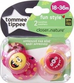 Suzete Ortodontice Fun, Tommee Tippee, 18-36 luni, 2 buc, Roz