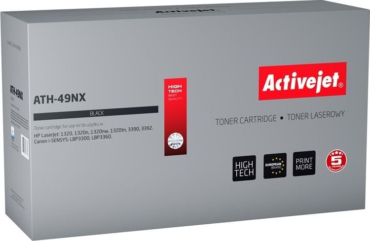 Toner Activejet Toner Activejet ATH-49NX (de înlocuire HP 49X Q5949X, Canon CRG-708H; Supreme; 6.000 de pagini; negru)