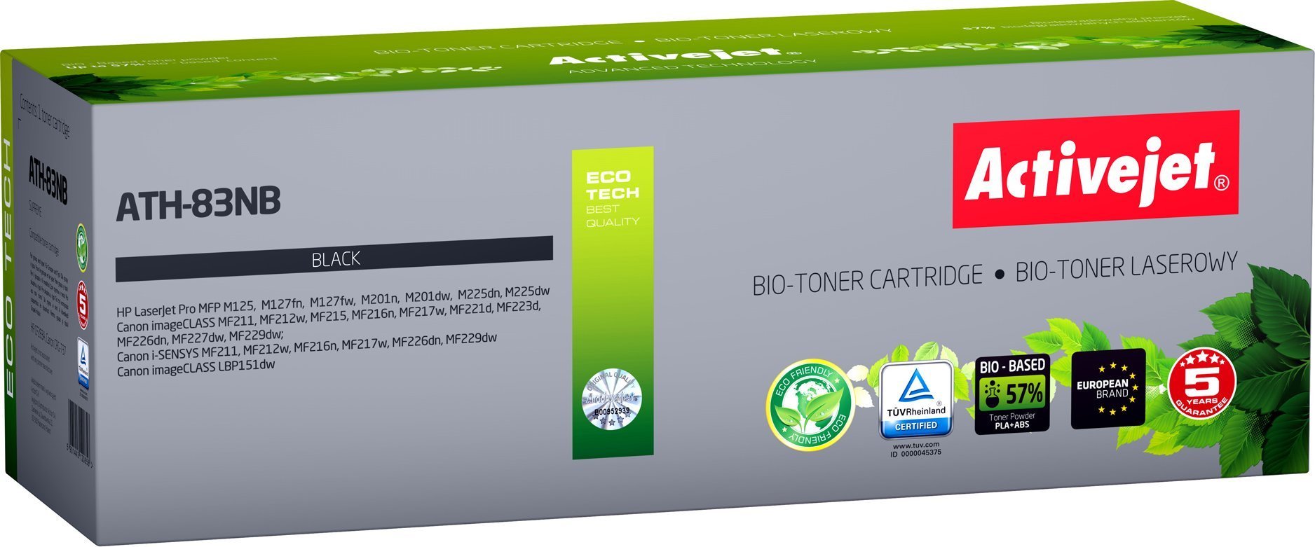 Toner Activejet BIO Toner Activejet ATH-83NB (înlocuitor HP 83A CF283A, Canon CRG-737; Supreme; 1500 de pagini; negru)