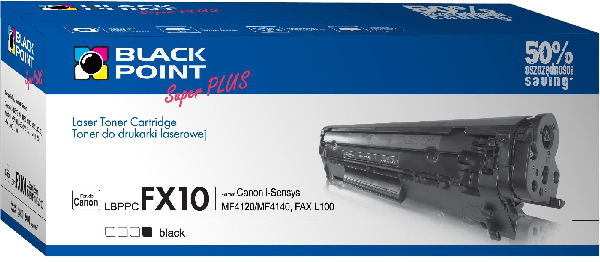 Toner Negru, Black Point, Toner, Pentru Canon Fax L100 Canon Fax L120 Canon MF4120, 2000 pagini