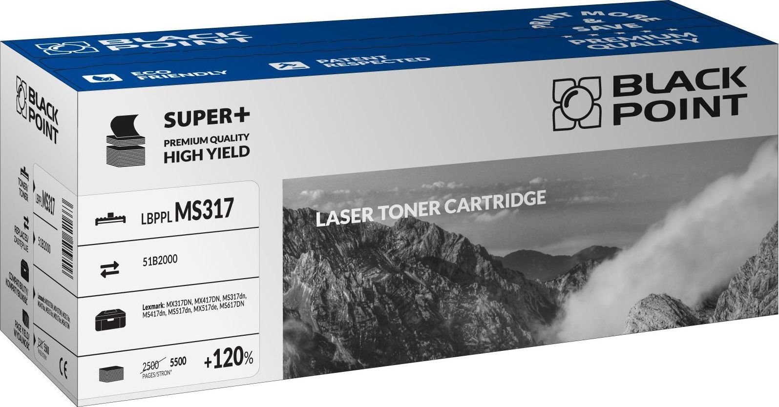 Toner Super Plus LBPPLMS317 înlocuieste Lexmark 51B2000, 5500 pagini
