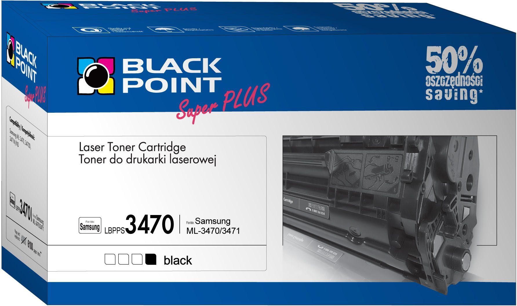 Toner Negru, Black Point, Toner, Pentru Samsung ML-3470D Samsung ML-3471ND, 6100 pagini