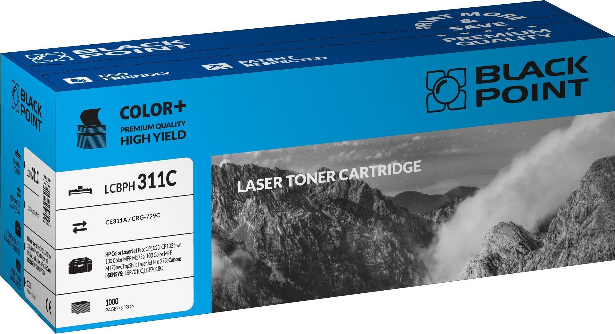 Toner Cyan, Black Point, Toner, Pentru HP Color LaserJet Pro CP1025 HP Color LaserJet Pro CP1025nw HP Color LaserJet Pro 100 M175a HP Color LaserJet Pro 100 M175nw, 1000 pagini