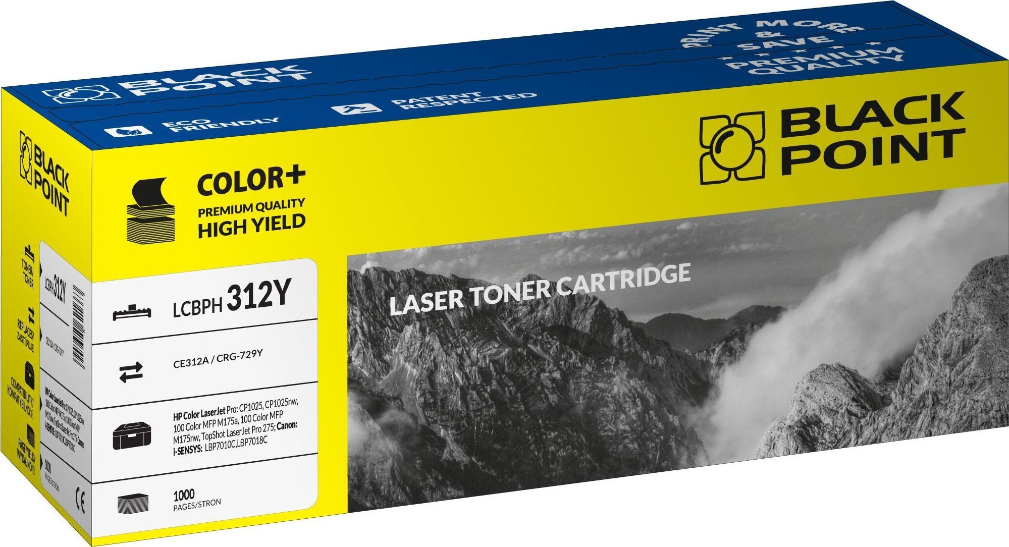 Toner Galben, Black Point, Toner, Pentru HP Color LaserJet Pro CP1025 HP Color LaserJet Pro CP1025nw HP Color LaserJet Pro 100 M175a HP Color LaserJet Pro 100 M175nw, 1000 pagini